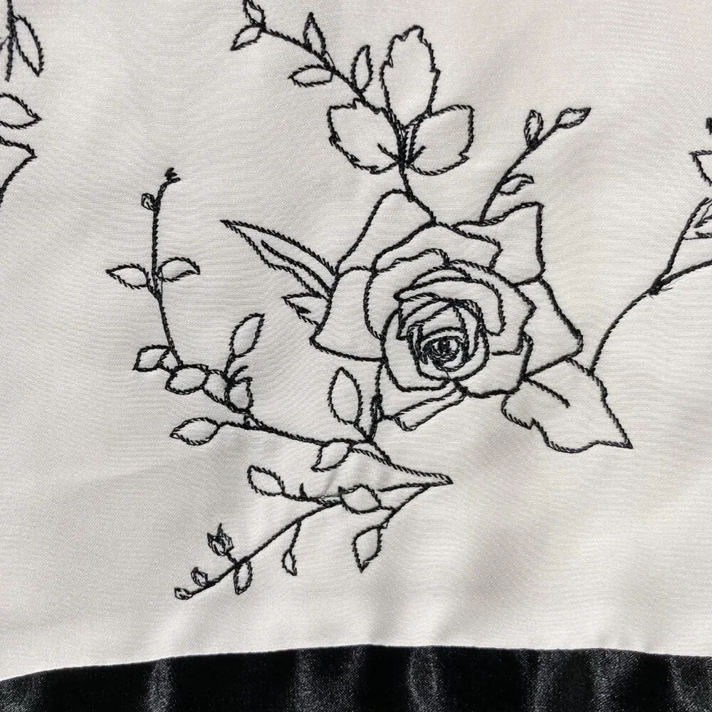JESSICA Vintage strapless creamy white black floral embroidery dress SMALL MED - Picture 4 of 14